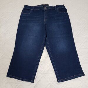 CJ Banks NWT Crop Jeans Shorts 16W Plus High-Rise Relaxed Fit Flexible Waist